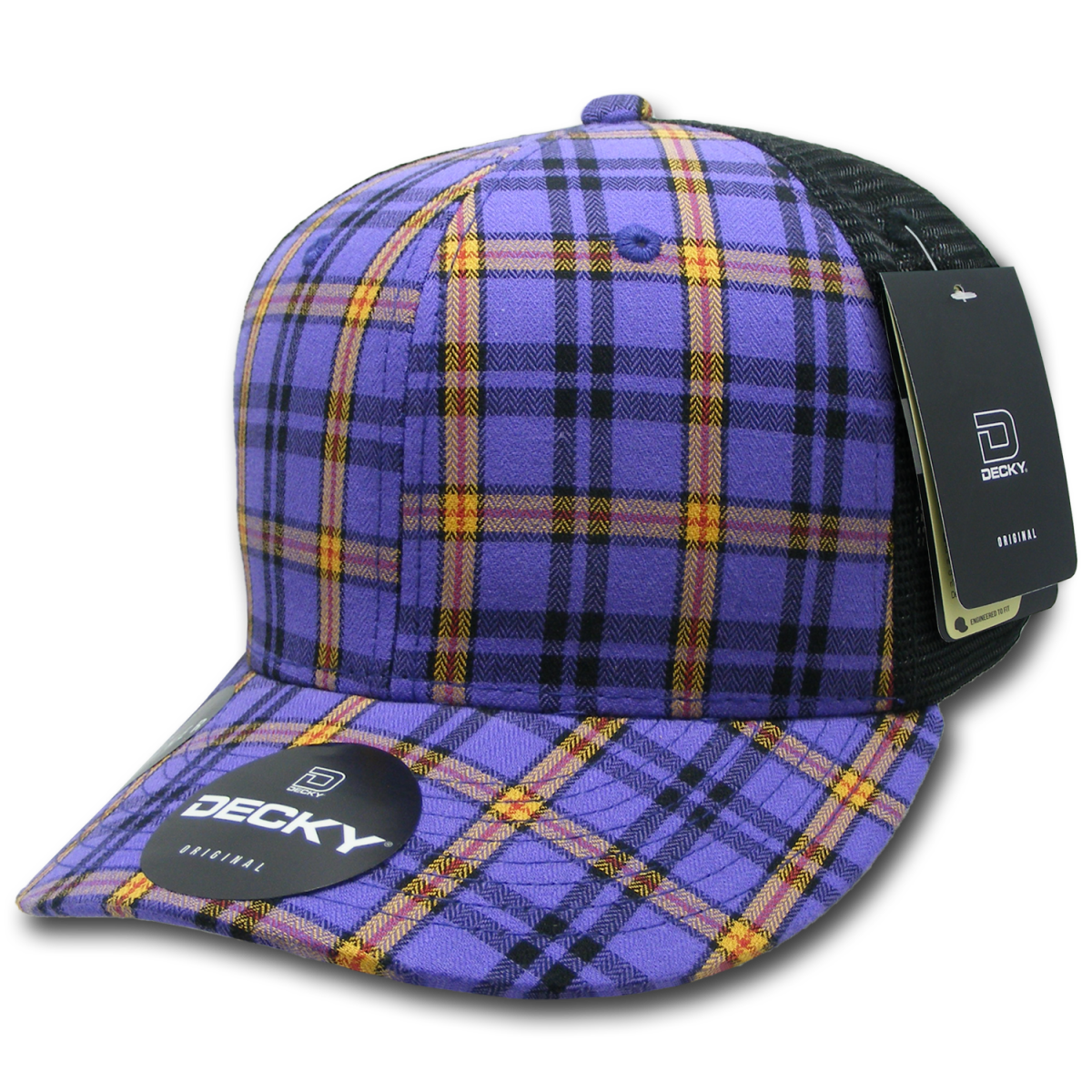 Decky 6 Panel Mid Profile Structured Plaid Trucker | Decky 6018 6018 - 246 OSFM