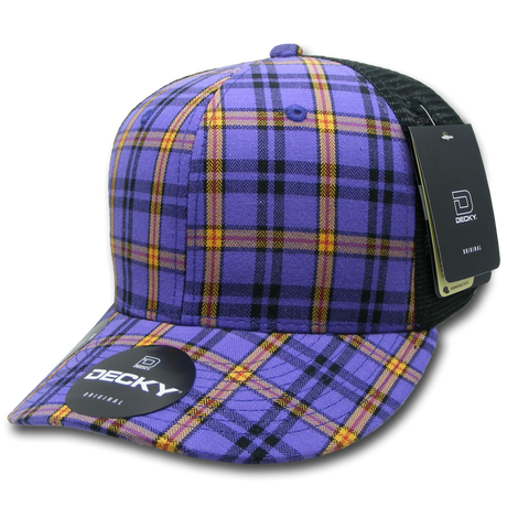 Decky 6 Panel Mid Profile Structured Plaid Trucker | Decky 6018 6018 - 246 OSFM