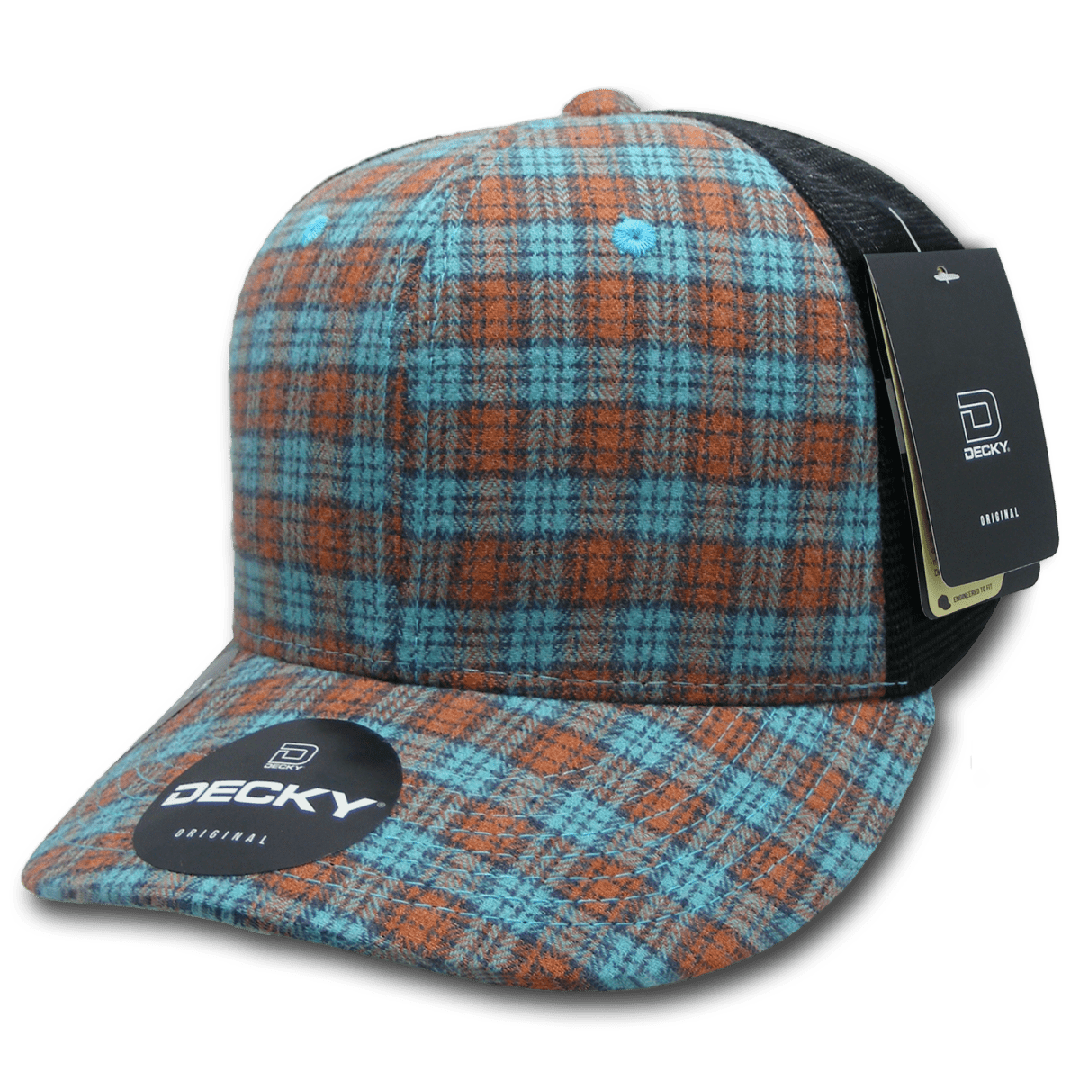 Decky 6 Panel Mid Profile Structured Plaid Trucker | Decky 6018 6018 - 250 OSFM