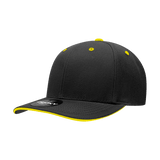 Decky 6 Panel Mid Profile Structured Sandwich Bill Cap | Decky 2003 Black/Gold OSFM Hats
