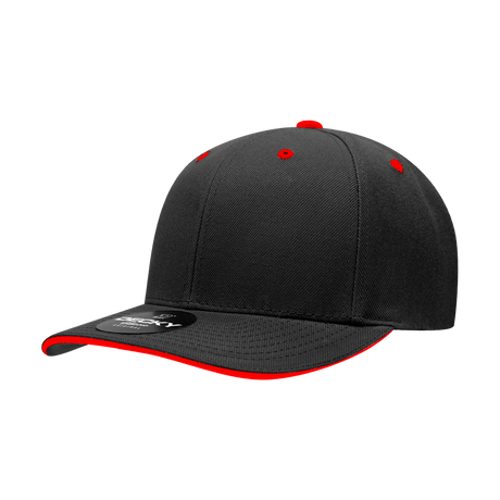 Decky 6 Panel Mid Profile Structured Sandwich Bill Cap | Decky 2003 Black/Red OSFM Hats
