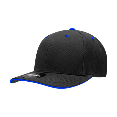 Decky 6 Panel Mid Profile Structured Sandwich Bill Cap | Decky 2003 Black/Royal OSFM Hats