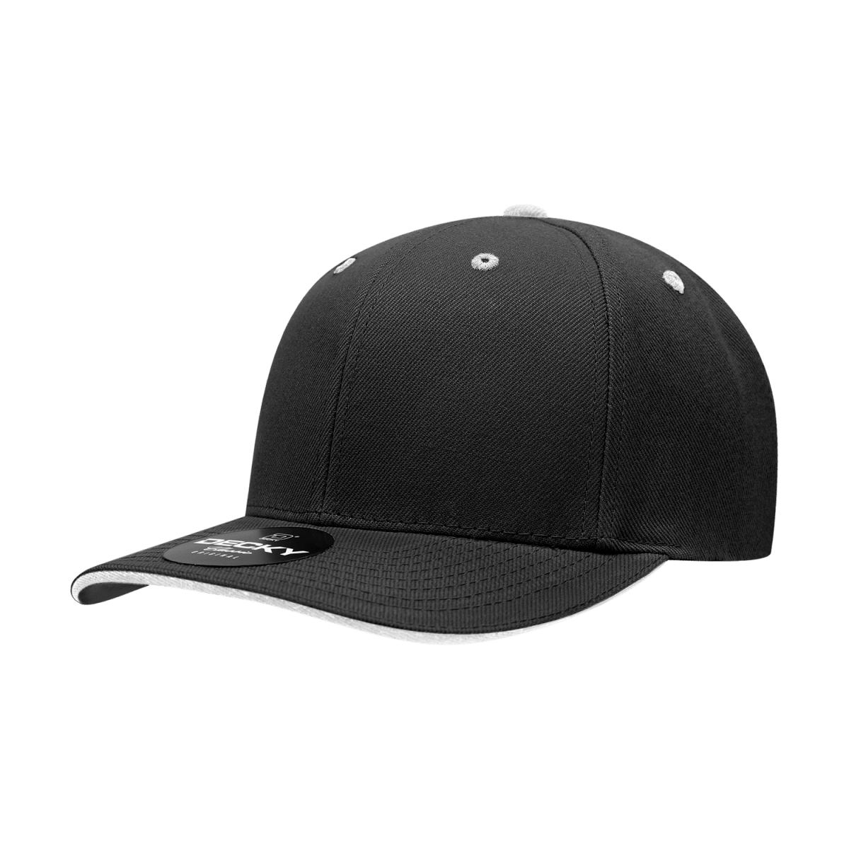 Decky 6 Panel Mid Profile Structured Sandwich Bill Cap | Decky 2003 Black/White OSFM Hats