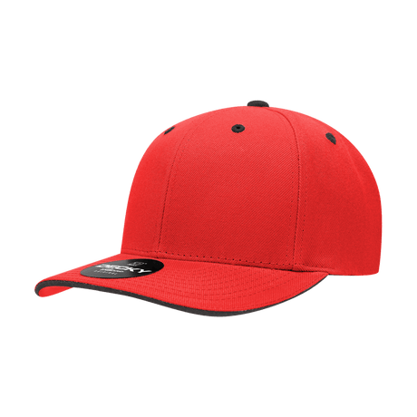 Decky 6 Panel Mid Profile Structured Sandwich Bill Cap | Decky 2003 Red/Black OSFM Hats