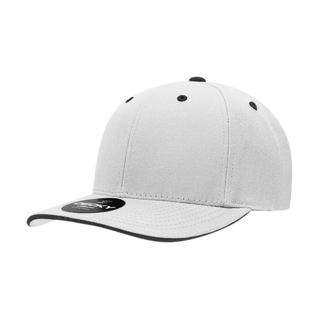 Decky 6 Panel Mid Profile Structured Sandwich Bill Cap | Decky 2003 White/Black OSFM Hats