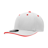 Decky 6 Panel Mid Profile Structured Sandwich Bill Cap | Decky 2003 White/Red OSFM Hats