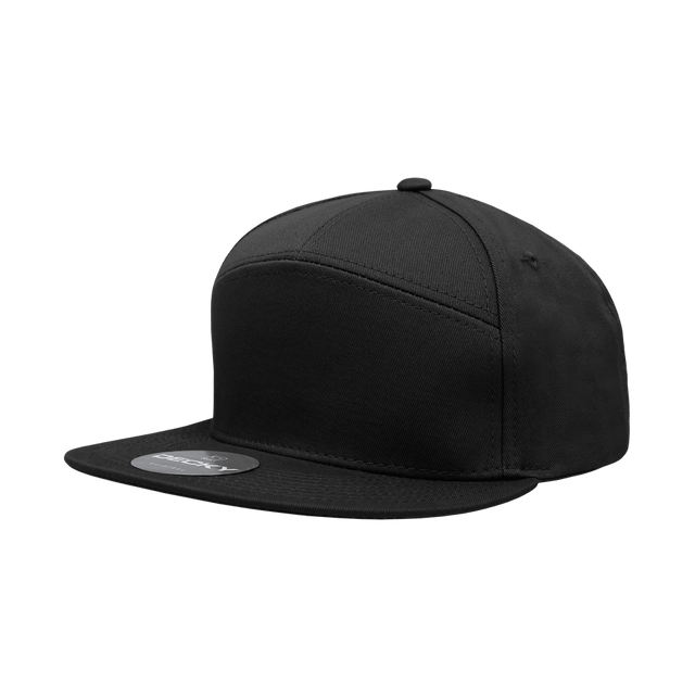 Decky 7 Panel High Profile Structured Cotton Blend Cap | Decky 1098 Black OSFM Hats