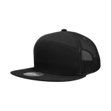 Decky 7 Panel High Profile Structured Cotton Blend Trucker | Decky 1133 Black OSFM