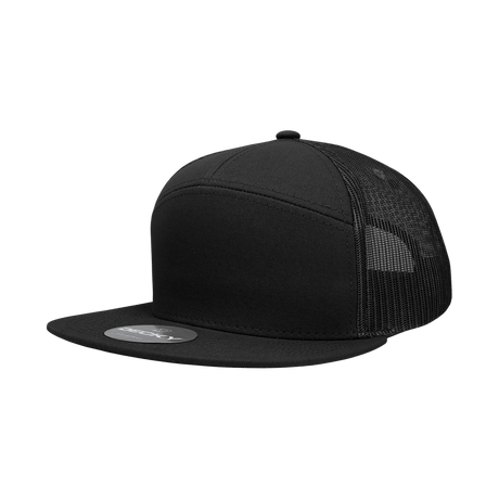 Decky 7 Panel High Profile Structured Cotton Blend Trucker | Decky 1133 Black OSFM