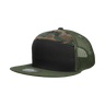 Decky 7 Panel High Profile Structured Cotton Blend Trucker | Decky 1133 Black/Woodland/Olive Standard