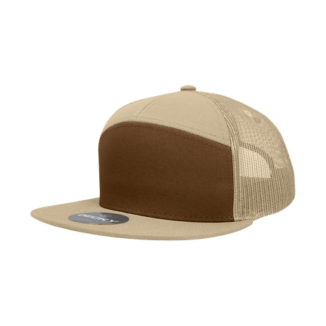 Decky 7 Panel High Profile Structured Cotton Blend Trucker | Decky 1133 Brown/Khaki/Khaki Standard