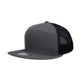 Decky 7 Panel High Profile Structured Cotton Blend Trucker | Decky 1133 Charcoal/Charcoal/Black Standard