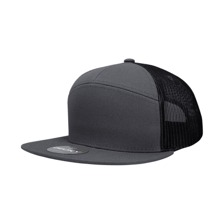 Decky 7 Panel High Profile Structured Cotton Blend Trucker | Decky 1133 Charcoal/Charcoal/Black Standard