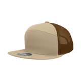 Decky 7 Panel High Profile Structured Cotton Blend Trucker | Decky 1133 Khaki/Khaki/Brown Standard