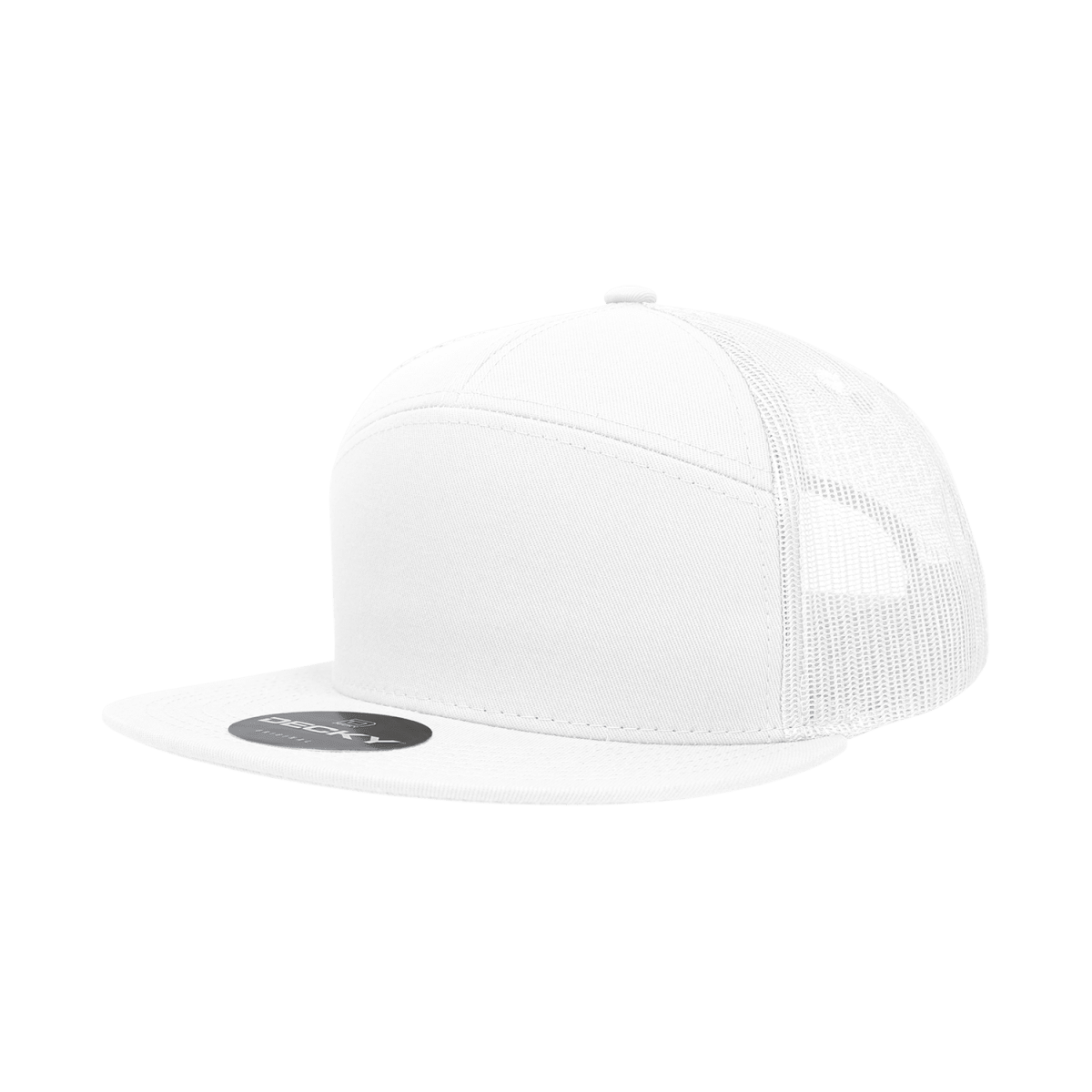 Decky 7 Panel High Profile Structured Cotton Blend Trucker | Decky 1133 White OSFM