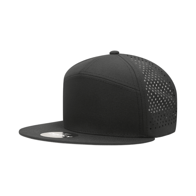 Decky 7 Panel High Profile Structured Perforated Performance Cap | Decky 6230 Black Standard Hats