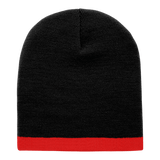 Decky Acrylic/Polyester Striped Short Beanie | Decky 8007 Black/Red OSFM Beanies