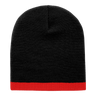 Decky Acrylic/Polyester Striped Short Beanie | Decky 8007 Black/Red OSFM Beanies