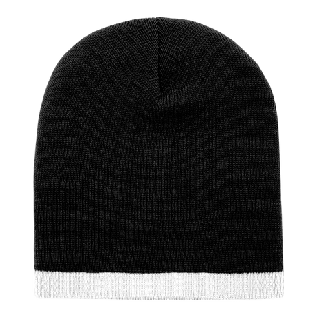 Decky Acrylic/Polyester Striped Short Beanie | Decky 8007 Black/White OSFM Beanies