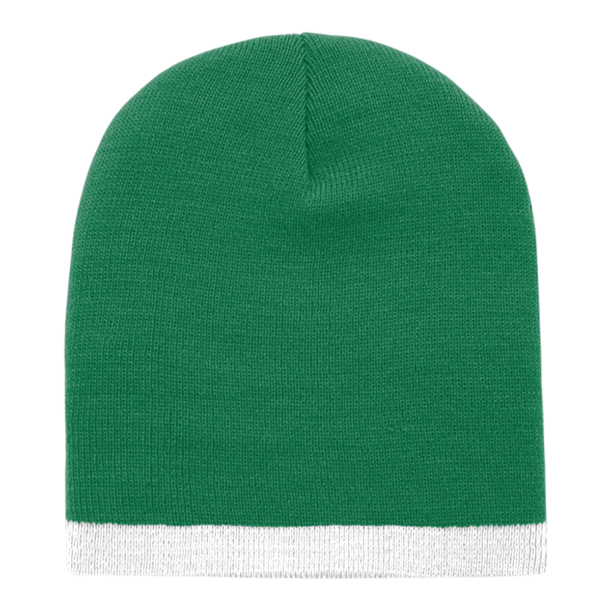 Decky Acrylic/Polyester Striped Short Beanie | Decky 8007 Kelly/White OSFM Beanies