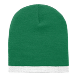 Decky Acrylic/Polyester Striped Short Beanie | Decky 8007 Kelly/White OSFM Beanies