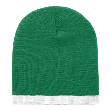 Decky Acrylic/Polyester Striped Short Beanie | Decky 8007 Kelly/White OSFM Beanies