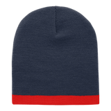 Decky Acrylic/Polyester Striped Short Beanie | Decky 8007 Navy/Red OSFM Beanies