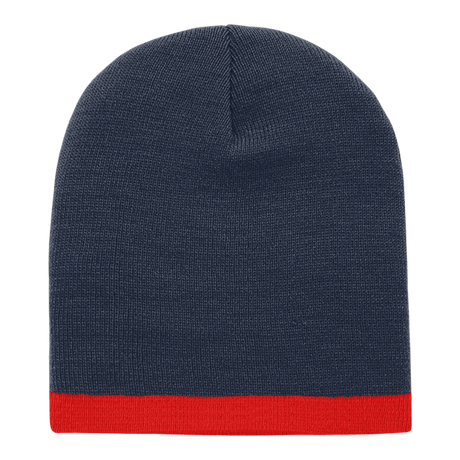 Decky Acrylic/Polyester Striped Short Beanie | Decky 8007 Navy/Red OSFM Beanies