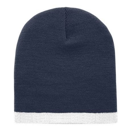 Decky Acrylic/Polyester Striped Short Beanie | Decky 8007 Navy/White OSFM Beanies