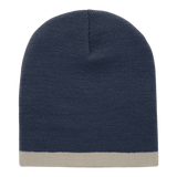 Decky Acrylic/Polyester Striped Short Beanie | Decky 8007 NVY/KHA OSFM Beanies