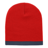 Decky Acrylic/Polyester Striped Short Beanie | Decky 8007 Red/Navy OSFM Beanies