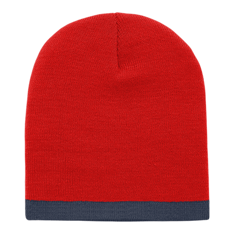 Decky Acrylic/Polyester Striped Short Beanie | Decky 8007 Red/Navy OSFM Beanies