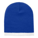 Decky Acrylic/Polyester Striped Short Beanie | Decky 8007 Royal/White OSFM Beanies