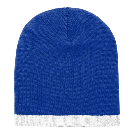 Decky Acrylic/Polyester Striped Short Beanie | Decky 8007 Royal/White OSFM Beanies