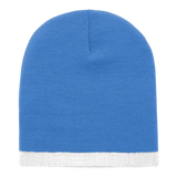 Decky Acrylic/Polyester Striped Short Beanie | Decky 8007 Sky/White OSFM Beanies