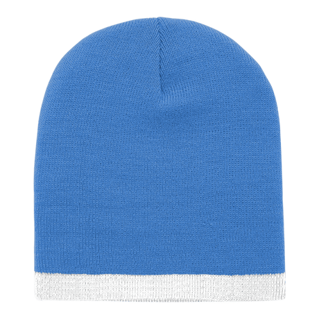 Decky Acrylic/Polyester Striped Short Beanie | Decky 8007 Sky/White OSFM Beanies