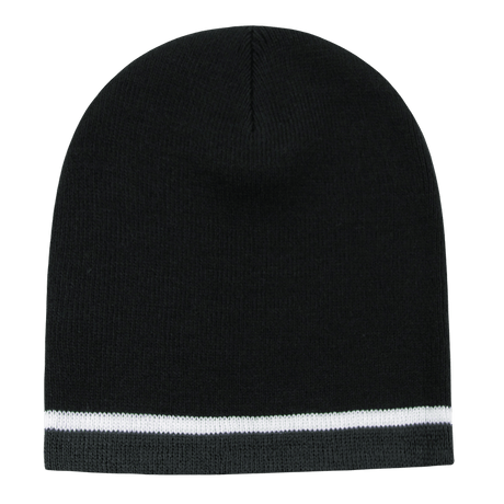 Decky Double Striped Beanie | Decky 8015 Blk/Wht/Cha OSFM Beanies