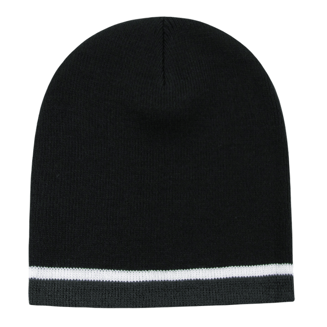 Decky Double Striped Beanie | Decky 8015 Blk/Wht/Cha OSFM Beanies