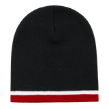 Decky Double Striped Beanie | Decky 8015 Blk/Wht/Red OSFM Beanies