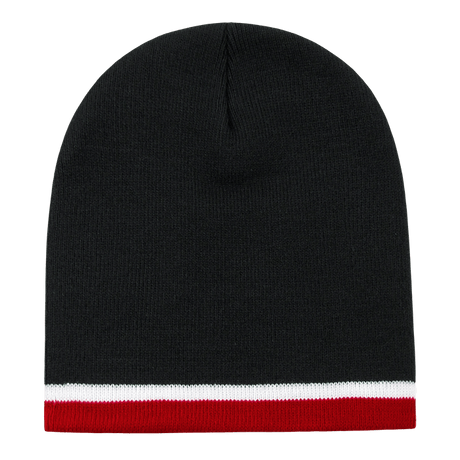 Decky Double Striped Beanie | Decky 8015 Blk/Wht/Red OSFM Beanies