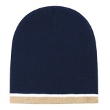 Decky Double Striped Beanie | Decky 8015 Nvy/Wht/Kha OSFM Beanies