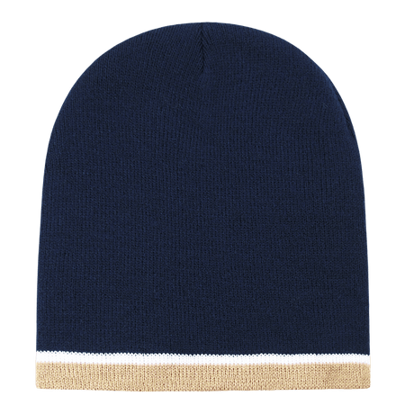 Decky Double Striped Beanie | Decky 8015 Nvy/Wht/Kha OSFM Beanies