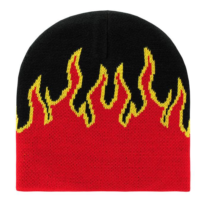 Decky Fire Beanie | Decky 8003 Black/Red/Yellow OSFM Beanies