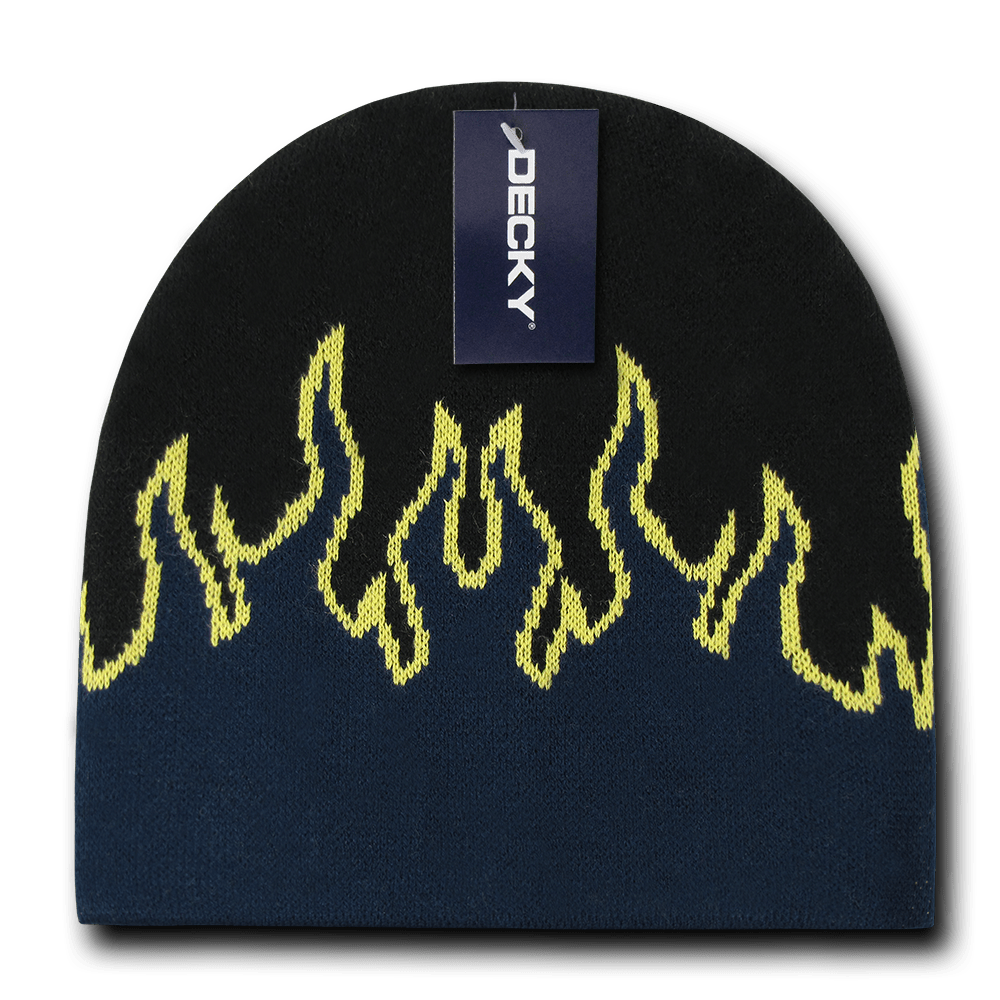 Decky Kids Fire Beanies | Decky 9055 Black/Navy/Yellow OSFM Beanies