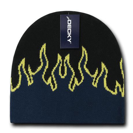 Decky Kids Fire Beanies | Decky 9055 Black/Navy/Yellow OSFM Beanies