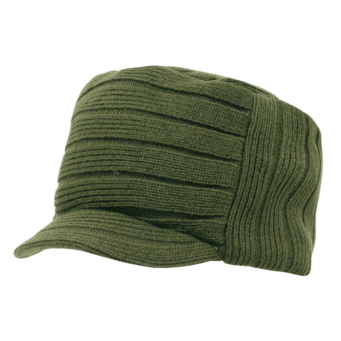 Decky Knitted Flat Top Cap w/ Visor | Decky 615 Olive OSFM Visors