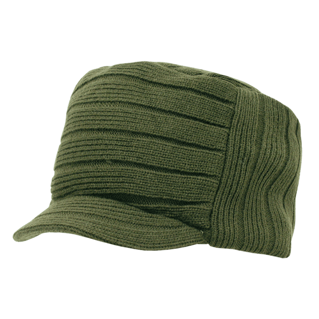 Decky Knitted Flat Top Cap w/ Visor | Decky 615 Olive OSFM Visors