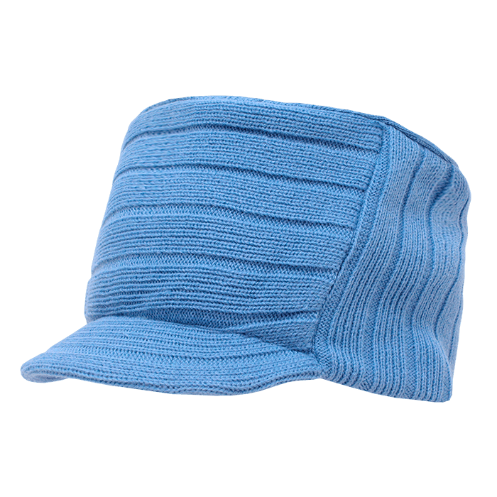 Decky Knitted Flat Top Cap w/ Visor | Decky 615 Sky Blue OSFM Visors