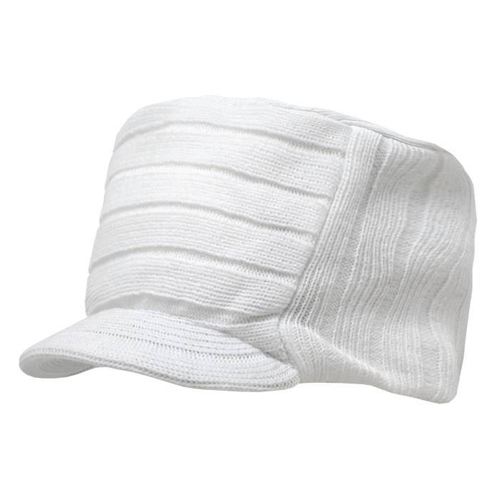 Decky Knitted Flat Top Cap w/ Visor | Decky 615 White OSFM Visors