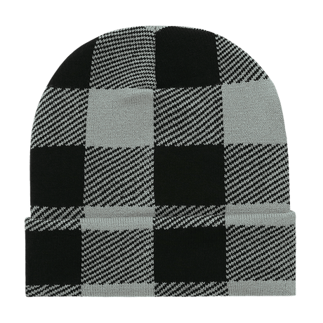 Decky Long Plaid Beanie | Decky 8027 Black OSFM Beanies